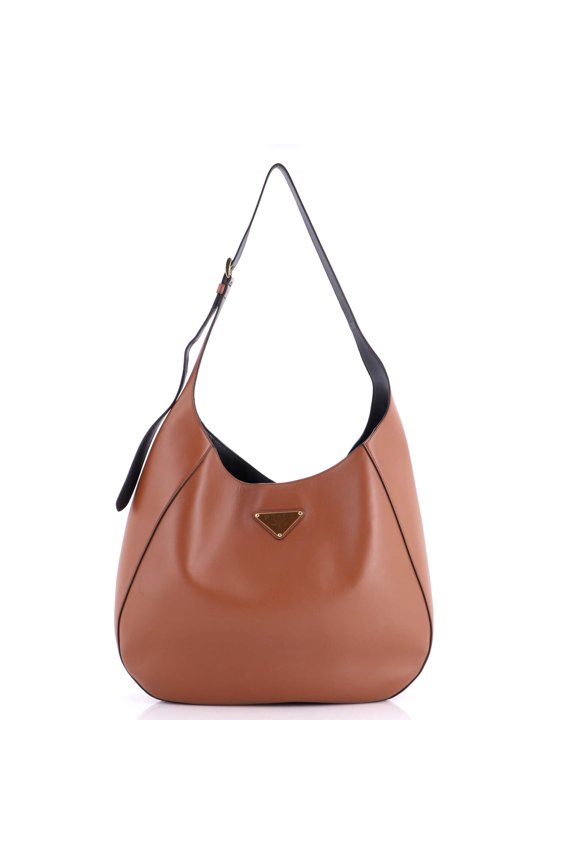Pre-Owned Triangle Logo Curved Hobo City Calf Large By Rebag