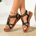 thumbnail image 2 of Xijirk Women Sandals Casual Wear Boho Style Open Toe Wedge Heel Women Sandals for Summer Days Must Have Addition to Your Footwear Collection,Green,8.5, 2 of 9