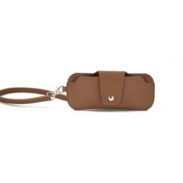 Estuche para anteojos Estuche protector para anteojos Estuche portátil de cuero de doble cara con clip para espejo Colgador para anteojos Estuche para anteojos Estuche para anteojos