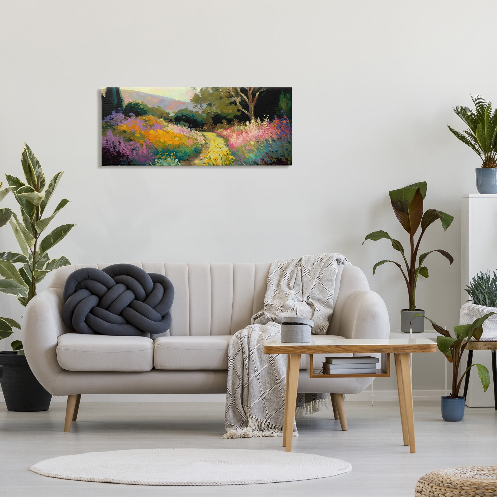 Stupell Industries Modern Meadow Path Landscape Painting Gallery Wrapped Canvas Art Print Wall Art, 40 x 17