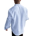 thumbnail image 7 of Lmueinov Striped Long Sleeve Shirts for Men Plus Size Button Mock Neck Loose Fit Tops Office Vacation Casual Vacation Outfits, 7 of 7