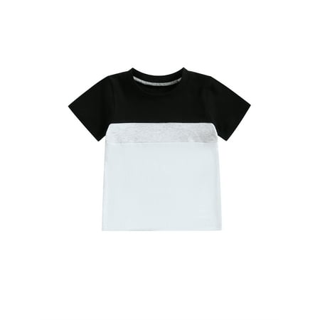 

Bagilaanoe Toddler Baby Girl Boys Summer T-Shirts Short Sleeve Contrast Color Loose Tops 12M 18M 24M 3T 4T 5T Kids Casual Clothes
