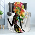 thumbnail image 4 of Colorful Soft Flannel Fleece Throw Blanket, Madame Butterfly Modern Version Spring Spiral Circles Leaf Botany Girl Print, Cozy Plush for Indoor and Outdoor Use, 50" x 60", Multicolor, by Ambesonne, 4 of 5