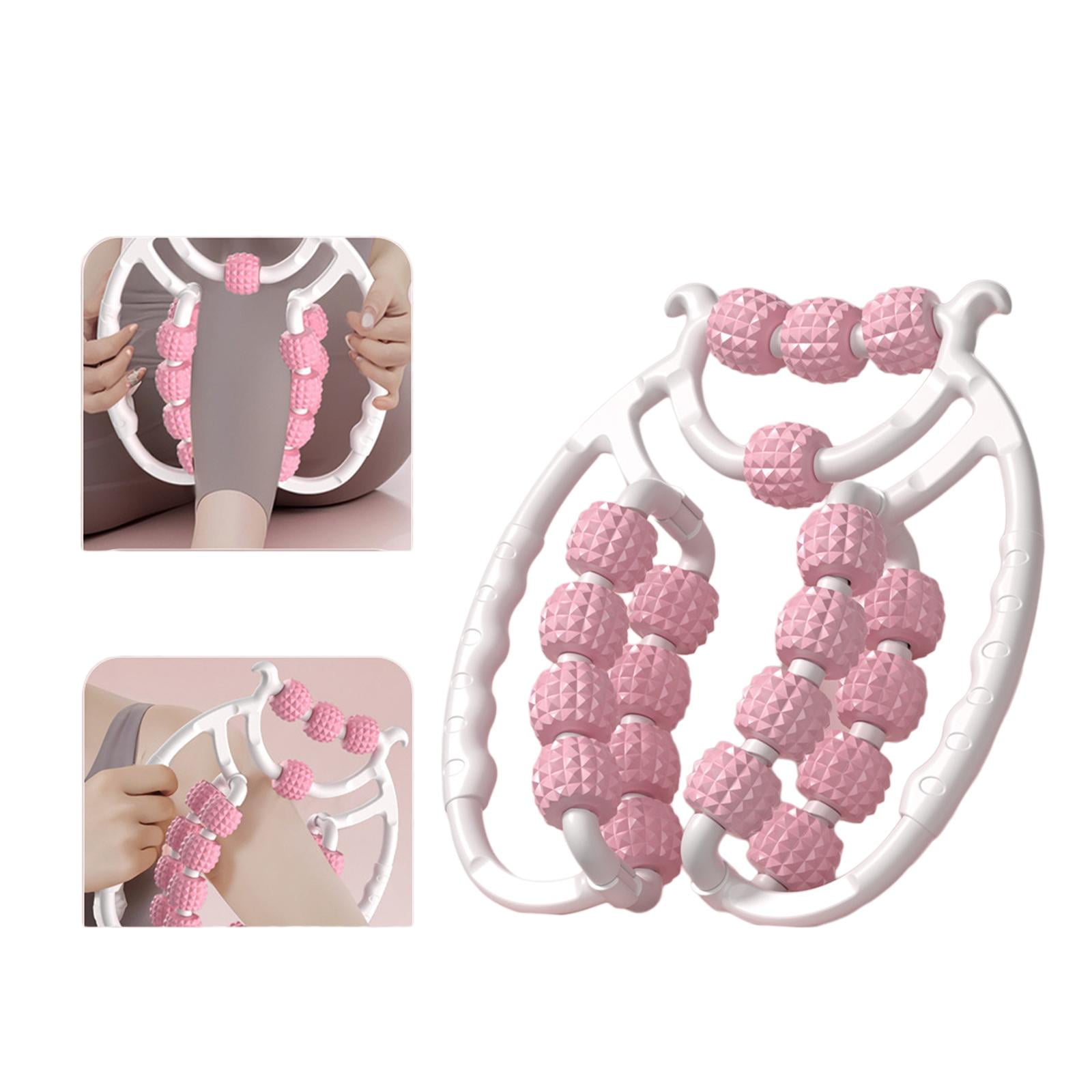 harayaa 20 Wheel Fascia Relax Roller Massage Roller Points Leg Massage for Shoulder Calf Pink