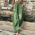 thumbnail image 4 of AWXNJUX Yoga Pants Women Womens Solid Color Casual Pants Trousers Elastic Waist Pockets Wide Leg Trousers Women's Pants Women Casual Pants Summer Pants (Mint Green,XL), 4 of 5