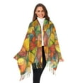 thumbnail image 3 of FORMRS Womens Scarf Winter Soft Long Big Warm Shawls Wrap Tassel Scarves, Retro Autumn Leaves, 3 of 9