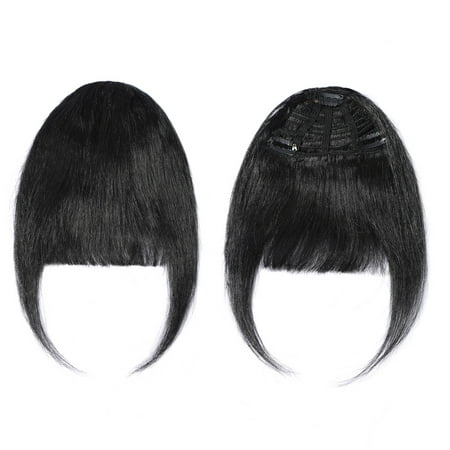 S-noilite Clips in Hair Bangs Fringe Hair Extensions Clip On Bang Topper 3D Straight Hairpieces False Short Flat Two Side