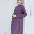 thumbnail image 7 of IDOPIP Women Muslim Abaya Dress Long Sleeve Self Tie Modest Dress Ramadan Eid Prayer Clothes, 7 of 7
