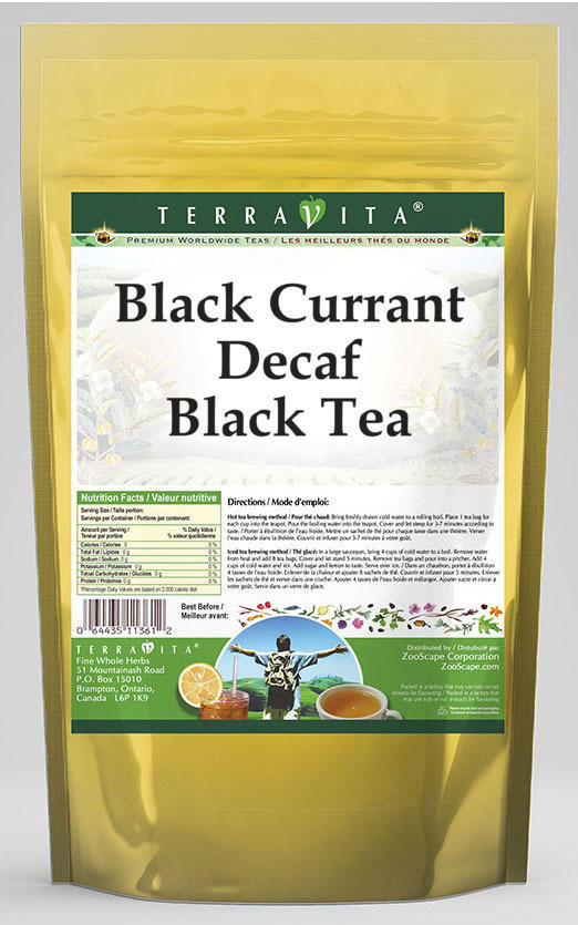 TerraVita Black Currant Decaf Black Tea (Deluxe Blend), (Black Currant Decaf, Black Tea Bags, 25