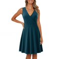 thumbnail image 3 of gakvbuo Summer Tank Dresses For Women Knee Length Wrap V Neck Sleeveless Sundress With Pockets Vacation Dresses Wedding Guest Dresses Cocktail Dresses For Women, 3 of 7