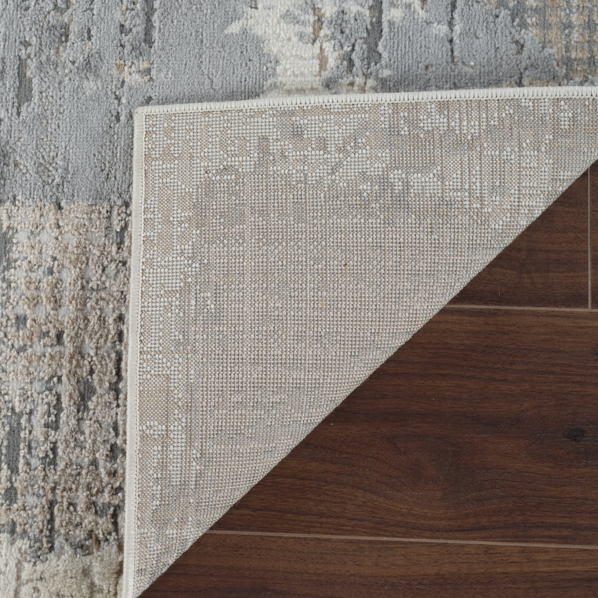 Tapis d'interieur abstrait Rug Branch Nomad, gris creme, moderne - Salon, chambre, salle a manger et cuisine