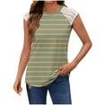 thumbnail image 1 of fatyb Débardeurs Rayés Femmes Dentelle Sans Manches T-Shirts Col Rond Tunique Décontractée Blouses d'Été Amples, 1 of 5