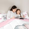 thumbnail image 5 of Erosebridal Ribbon Bow 7-Piece Twin Bedding Sets For Girls,Cartoon Animal Elephant Bedding Comforter Set For Kids,Pink Reversible, 5 of 7