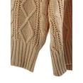thumbnail image 4 of Innerwin Pullover Jumper Tops V Neck Ladies Sweater Work Cable Knit Comfy Knitwear Camel XS, 4 of 9