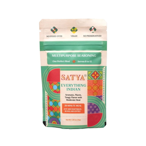 Satya Blends Indian Seasoning - Everything Indian Masala, Tangy, Spicy, Vegan, Gluten Free, Farm to Spice, Low Soduim, Dye Free, Women Owned, Minority Owned (2.5oz)