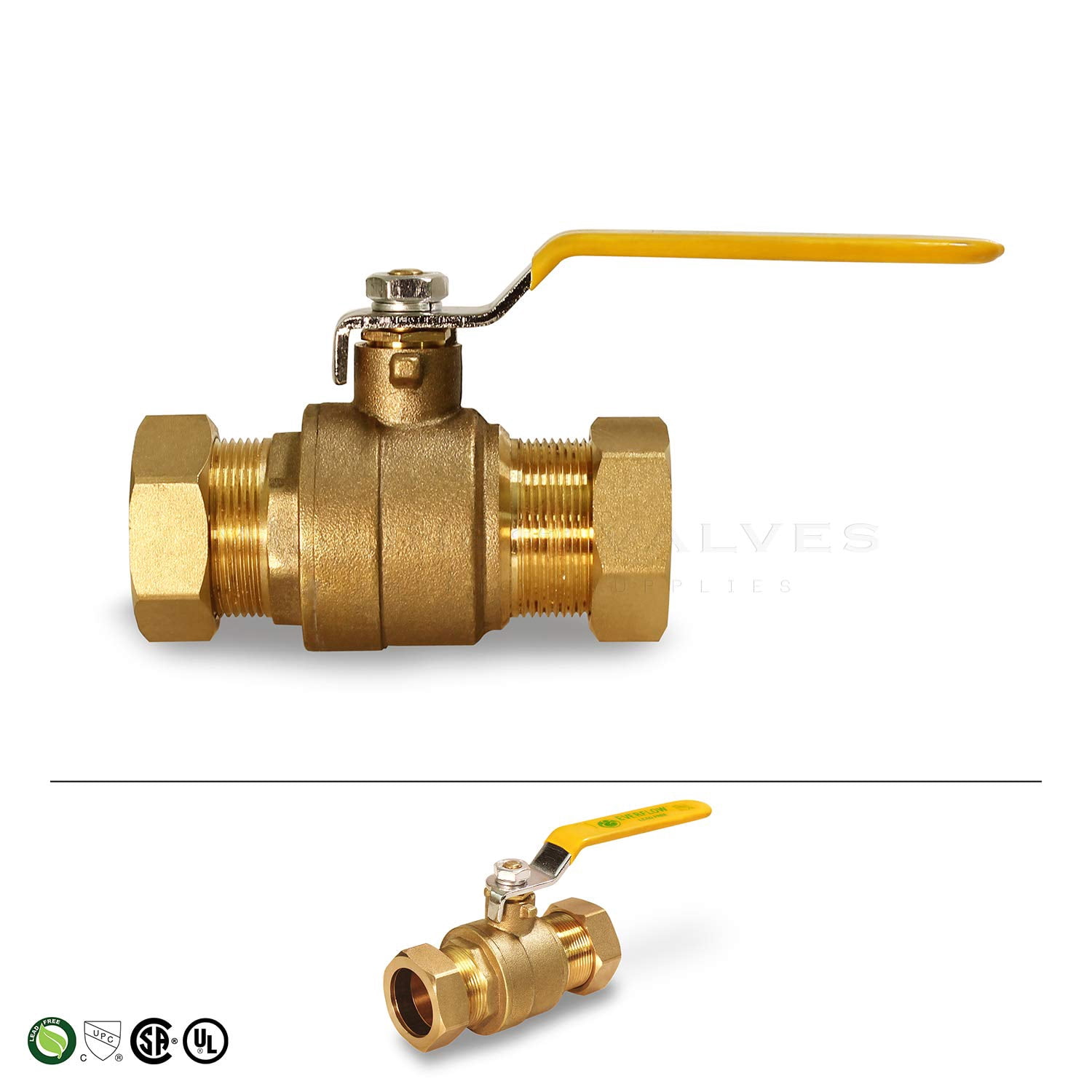 Midline Valve 822223M-5 Premium Brass Full Port Ball Valve, 1 in. Compression Connections (5 Pack)