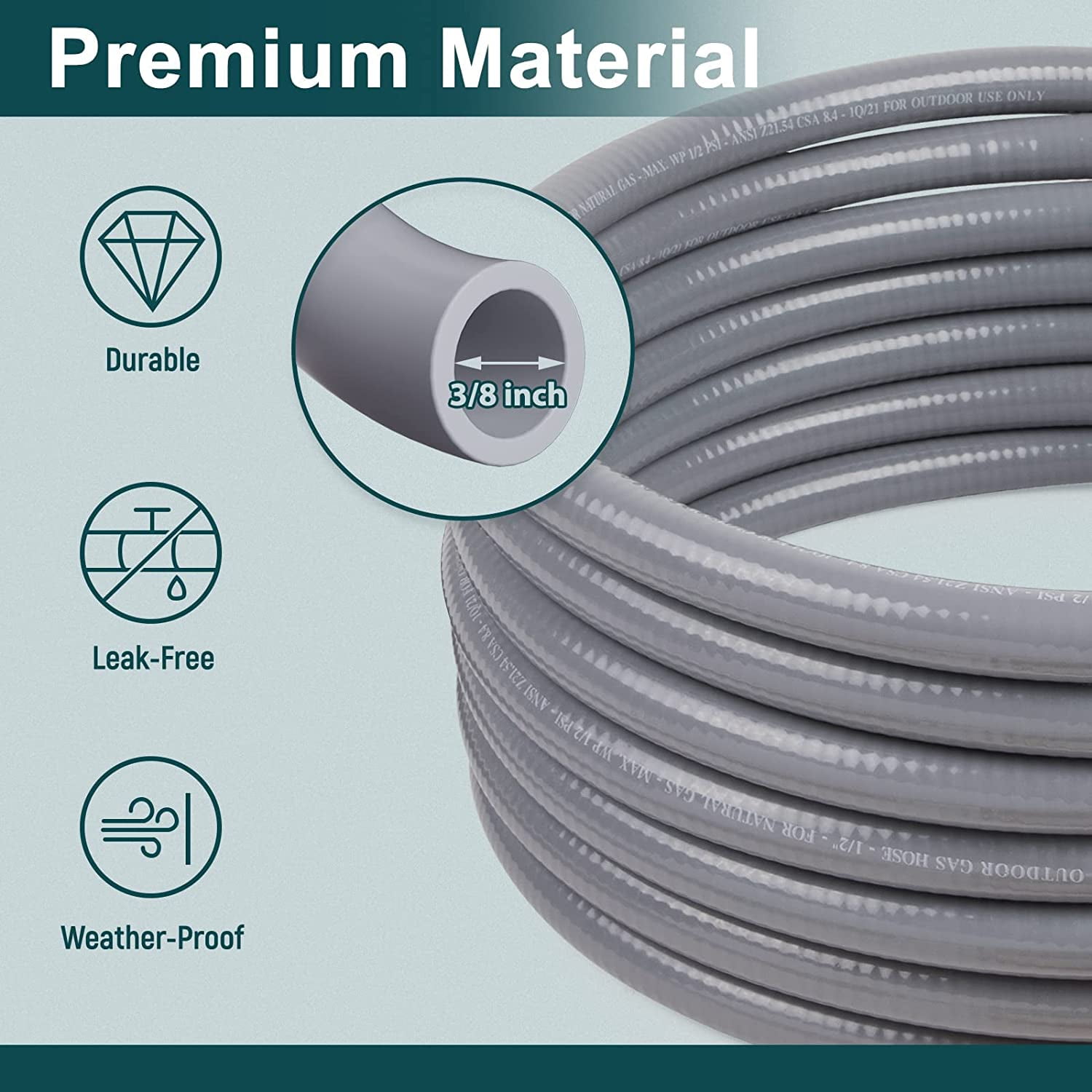 Charbroil Gas Gas 3/8" Natural Gas Quick Release Disconnect 10' Grey Hose Kit 