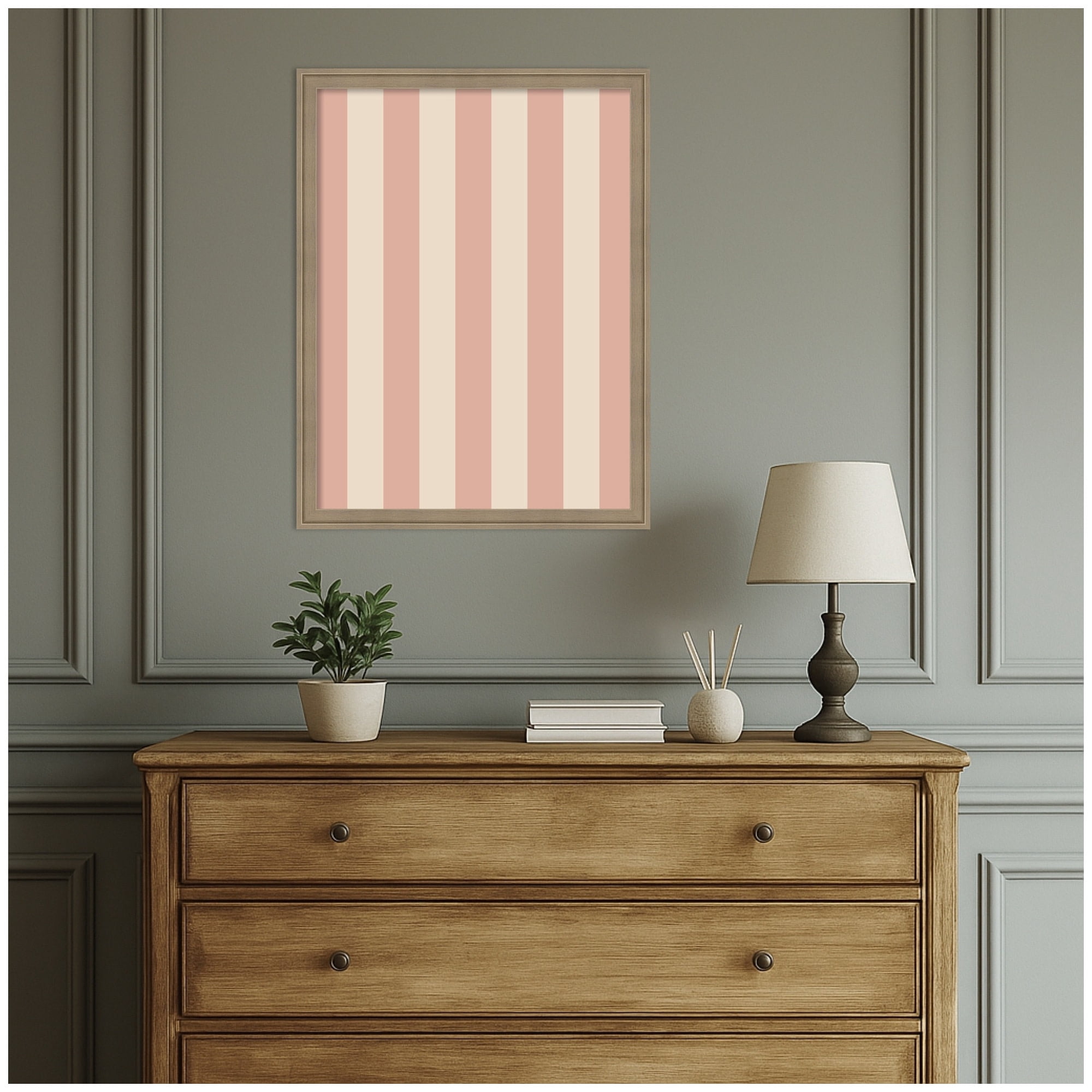 Kate and Laurel Framed Fabric Pinboard 20 x 26,  Printed Linen Classic Bulletin Board for Use as a Vision Board or Wall Organization, Florence Light Brown Frame