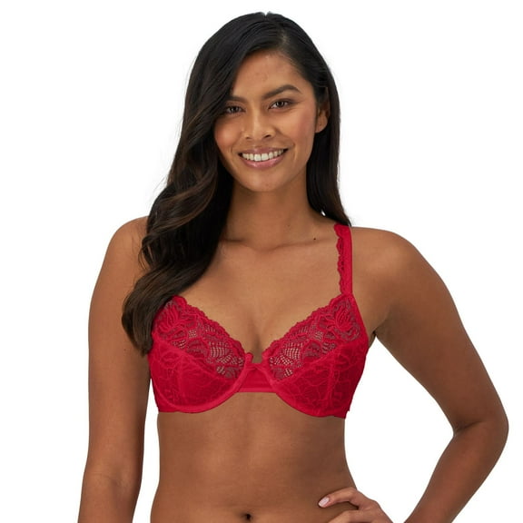 Bali® Lace Desire® Full-Figure Underwire Bra 6543 Color: Scarlet Berry Size: 40 C