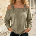 thumbnail image 3 of Jean Shirts for Women Denim Trendy Casual Long Sleeve Cold Shoulder Vinatge Washed Denim Shirt Y2k Spring Fall Outfits, 3 of 4