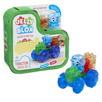 Jelly Blox Tractor Set | Toddler & Preschool Building Blocks | Includes 12 Pieces Kids Can Squeeze, Stretch, Squish | Ages 2 