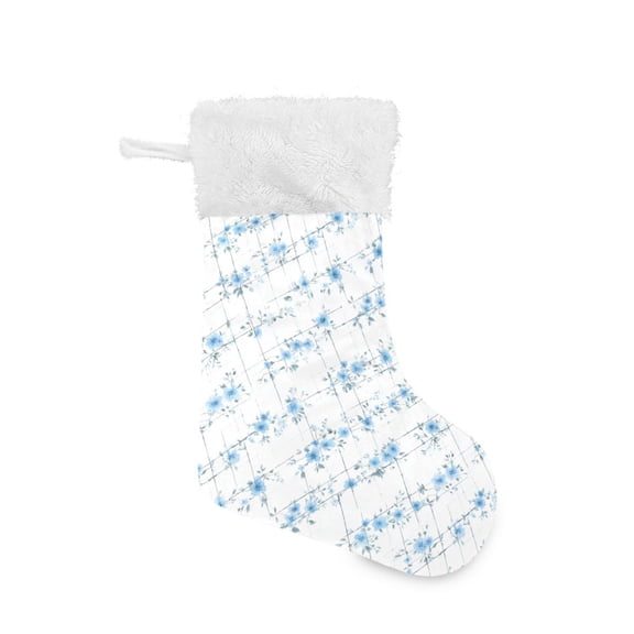 Flowers Light Blue Christmas Stockings 17.71" Christmas Tree Decoration Fireplace Party Decoration