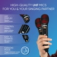 thumbnail image 3 of MASINGO Karaoke Machine for Adults and Kids with 2 Wireless Microphones, Portable Bluetooth Singing Speaker, Colorful LED Lights, PA System, Lyrics Display Phone Holder, and TV Cable. Presto G2 Black, 3 of 8