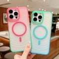 thumbnail image 3 of For iPhone 14 Pro Case for Women Men, Stylish Ripple Back Cover Compatible with Magsafe Slim Fit Shockproof Drop Protection Thin Phone Case for Apple iPhone 14 Pro, Blue+Rose, 3 of 7