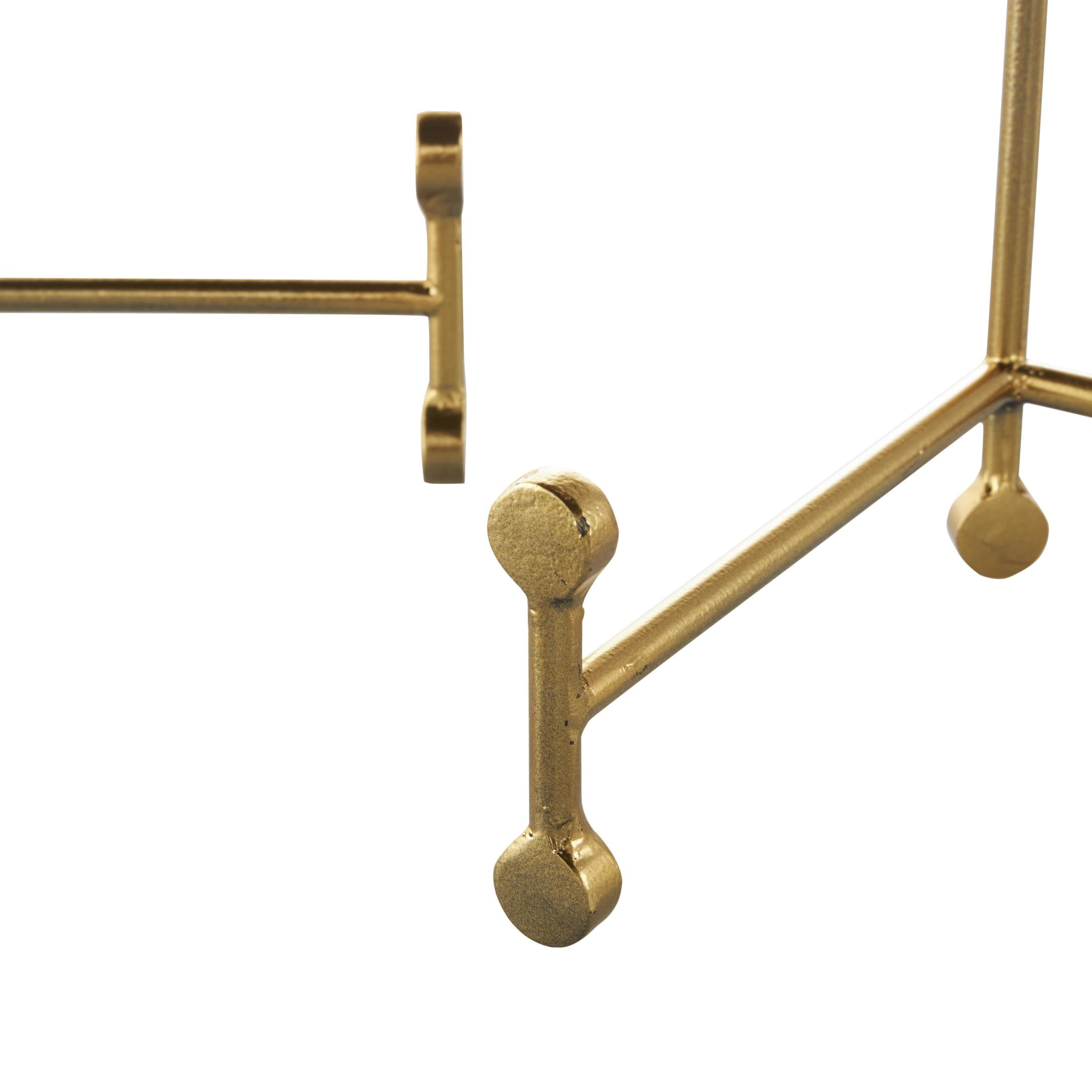 DecMode 12", 11", 7"H Gold Metal Tabletop Fixed Easel with Ball Accents, 3-Pieces