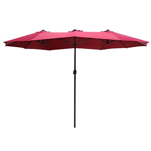 Le Papillon 14 Ft Market Outdoor Umbrella Double Sided Aluminum Table Patio Umbrella With Crank Burgundy Walmart Com Walmart Com