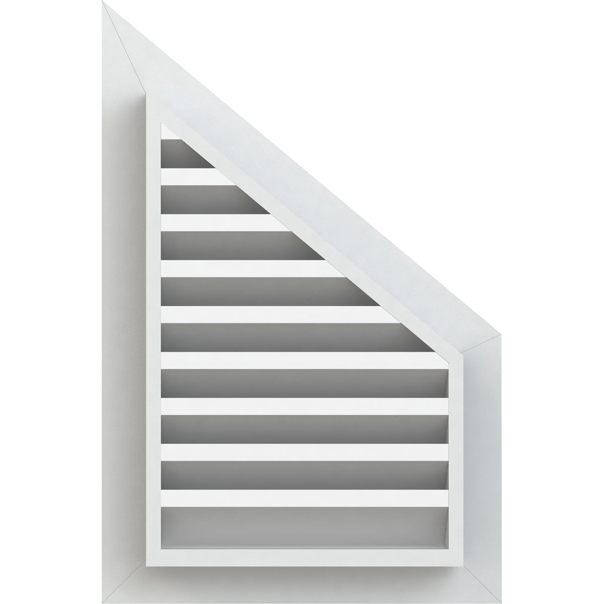 Ekena Millwork 20"W x 26"H Half Peaked Top Left (25"W x 32 1/8"H Frame Size) 7/12 Pitch: Functional, PVC Gable Vent w/ 1" x 4" Flat Trim Frame
