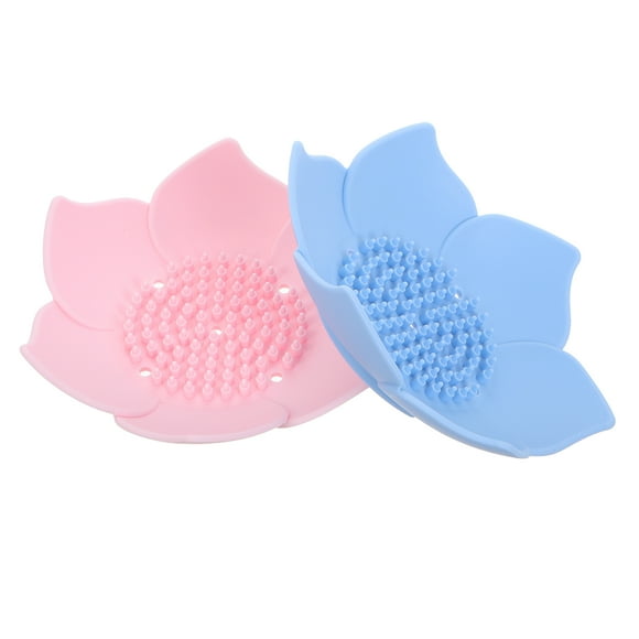 2pcs Silicone Soap Dish Flower Shaped Soap Saver Soap Bar Holder Self Dry Soap Container Self Draining Soap Saver For Bathroom Razor Bath Shower