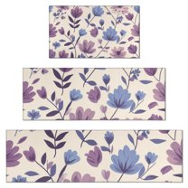 Pioneer Flower Floral Print Pattern Kitchen Rugs Sets Of 3,Kitchen Runner Rugs Non Skid Washable,Decorative Kitchen Floor Mats for Kitchen,Sink,Laundry,17"x30"  17"x47"   17"x59"