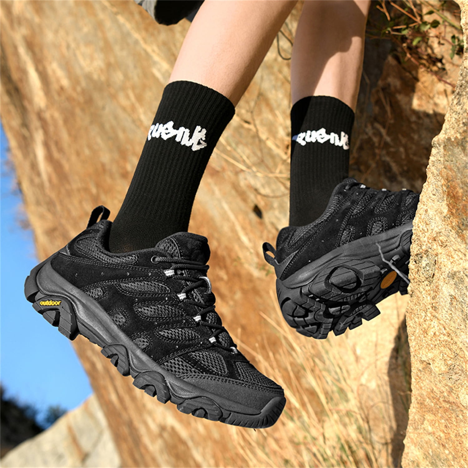 YOURDIARY Mens Gym Shoes Thick Sole Lace-Up Hiking Shoes Sports Running Sneakers