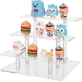 thumbnail image 1 of 3 Tiers Acrylic Risers Display Shelf Clear Display Risers Stand Perfume Organizer Display Riser Figures Display Stand Transparent Acrylic Risers for Perfume Dessert Cupcake Display, 1 of 7
