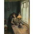 thumbnail image 2 of Christian Krohg 12x14 Gold Ornate Wood Frame and Double Matted Museum Art Print Titled - Tired (1885), 2 of 4