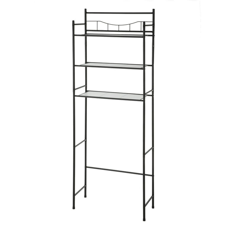 Mainstays Over the Toilet Steel Storage Shelf Unit, Matte Black Finish for Adults