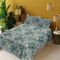 thumbnail image 2 of Ambesonne Baroque Fitted & Flat Sheet with Shams 4 Pcs Set, Royal Flora Curlicue Damask, Full, Pale Grey Hunter Green, 2 of 5