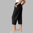 thumbnail image 4 of Women's Plus Size Wide Leg Capris with Pockets and Elastic Waist Casual Cropped Pants, 4 of 9