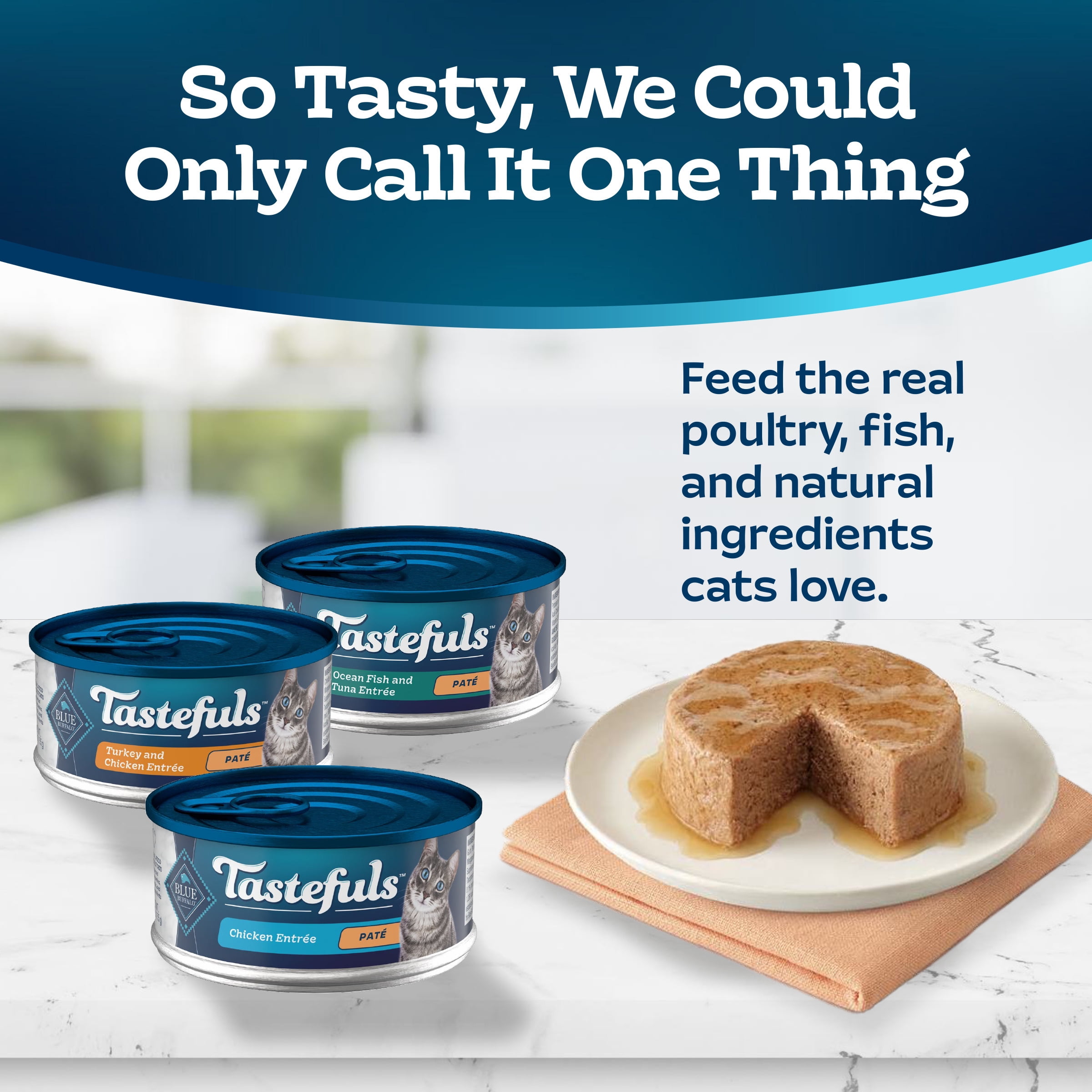 (2 pack) Blue Buffalo Tastefuls Wet Cat Food Variety Pack (Chicken, Turkey & Seafood Flavors) 12ct