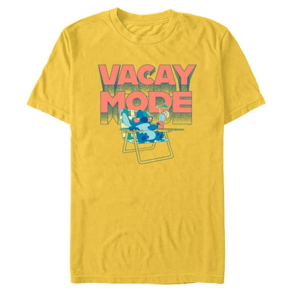 Disney Lilo & Stitch Vacay Mode - Short Sleeve Blended T-Shirt for Adults - Customized-Yellow