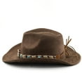 thumbnail image 4 of YAYUBA Cowboy Hat Men Women with Ribbon Cowgirl Western Hat Cowboy Hats for Women,Brown, 4 of 5