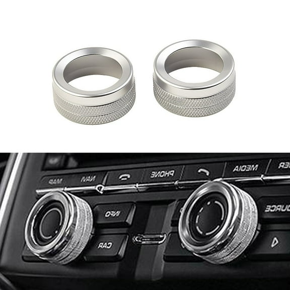 2PCS Chrome Silver Volume Radio Knob Covers For Porsche- 911- For Macan/Car/Automobile Interior Accessory