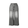 thumbnail image 4 of Women's Mid Rise Straight Leg Jeans - Washed Stretch Denim with Slant Pockets, Loose Comfort Fit（Runs Small）, 4 of 5
