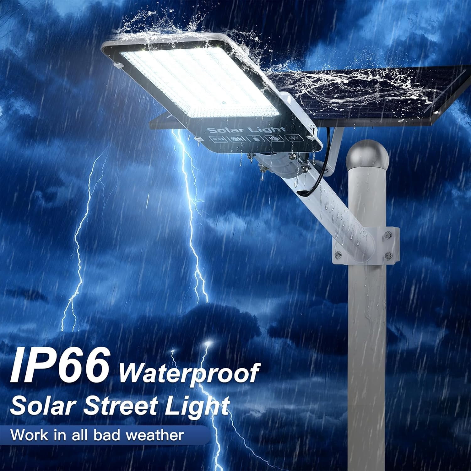 2 Pack 12000W Solar Street Lights Outdoor,6500K Solar Parking Lot Light Commercial Dusk to Dawn, Heavy Duty Split Type Solar Lights Outdoor Waterproof IP66 Remote Control, Street Light for Yard