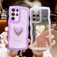 thumbnail image 2 of Compatible with Samsung Galaxy S22 Ultra Case 6.8", Cute 3D Love Heart Aesthetic Curly Wavy Non-Slip Clear Transparent Camera Protect Soft Silicone Shockproof Cover for Women (White), 2 of 12