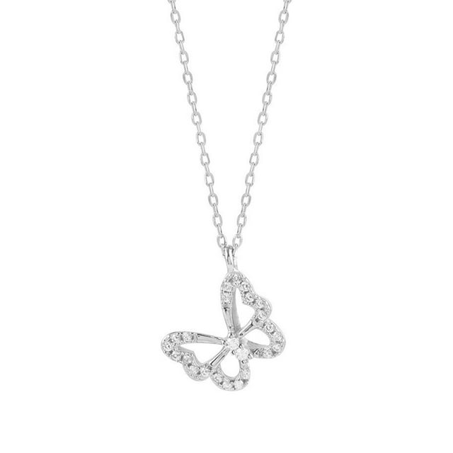 Sonducket Collar de mariposa Chapado en plata con diamantes de imitación brillantes de cobre y línea suave para mujer, collar con colgante Ropa, zapatos y accesorios Miscelánea Platino