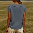 thumbnail image 4 of GUACER Short Sleeve Linen Cotton Tops for Women Peter Pan Collar Casual Button Placket Blouses Summer Shirts, 4 of 9