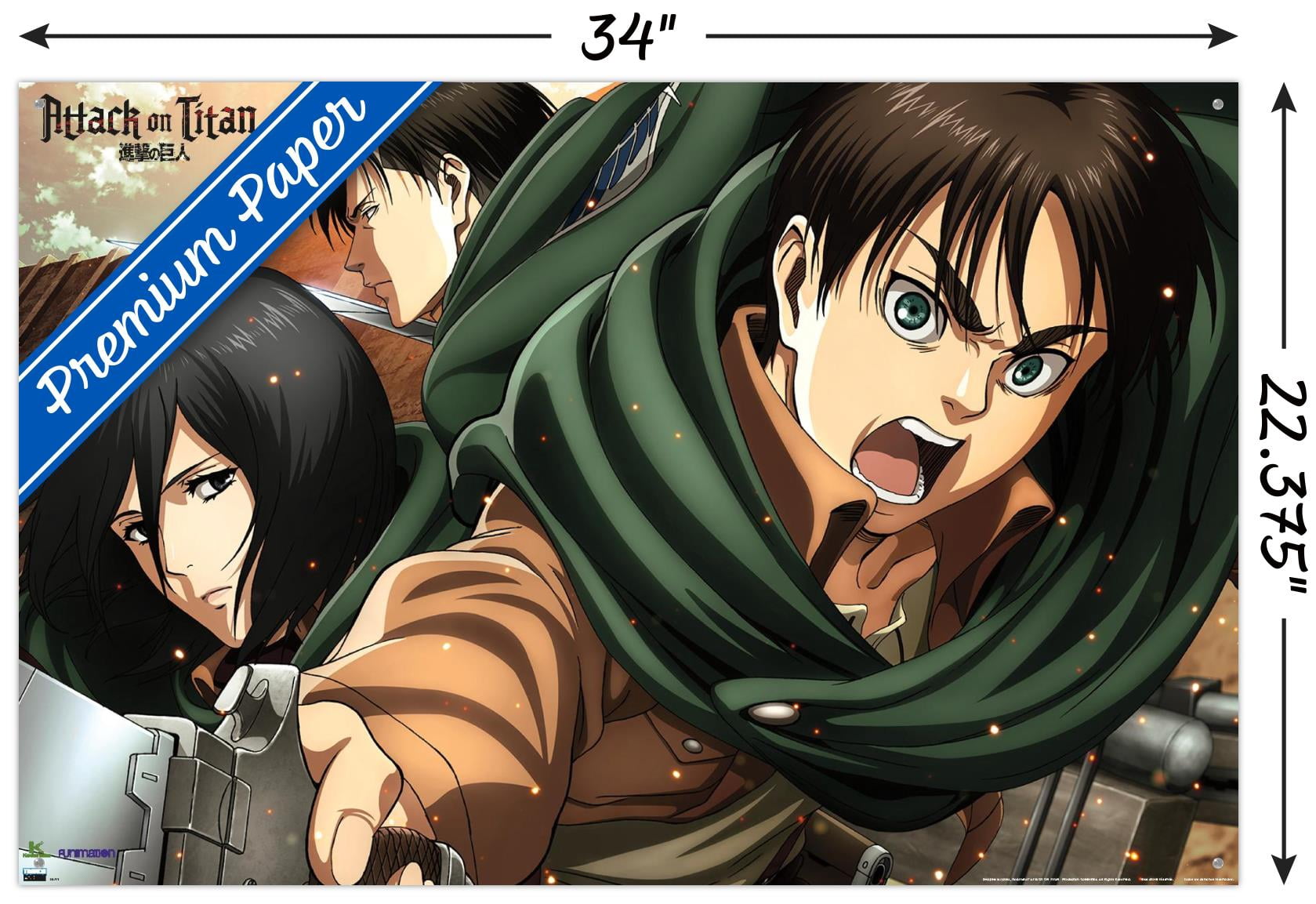 Attack on Titan: Season 2 - Intense Wall Poster with Pushpins, 22.375" x 34"