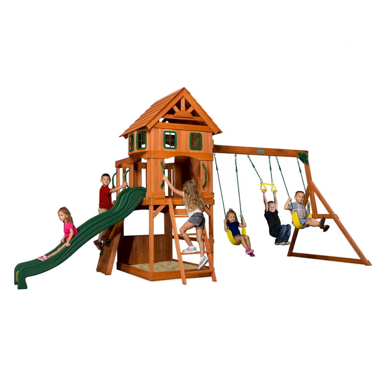 Backyard Discovery Atlantis Cedar Swing Set, 8' Slide, Clubhouse